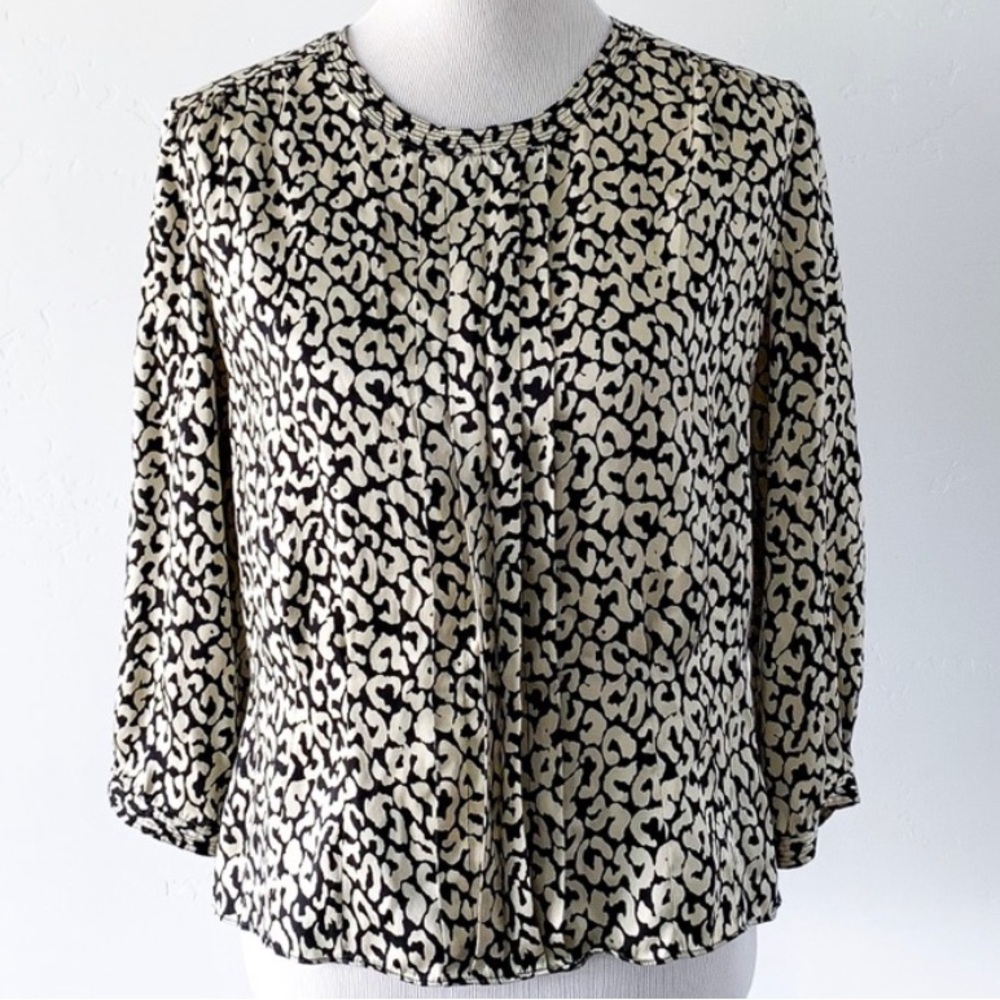 J. Crew • Leopard Button Back Blouse